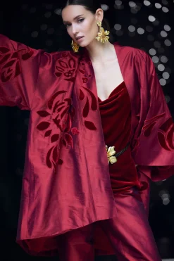 Couture Silk Dupioni Embroidered Coat