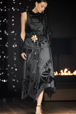 Couture Silk Dupioni Embroidered Halter Top