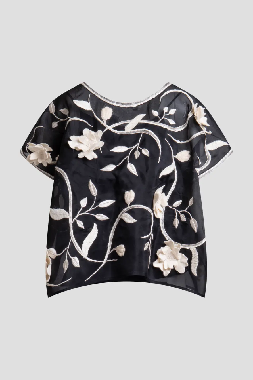 Couture Silk Organza Embellished Top