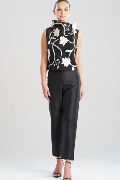 Couture Silk Organza Embellished Funnel Neck Top