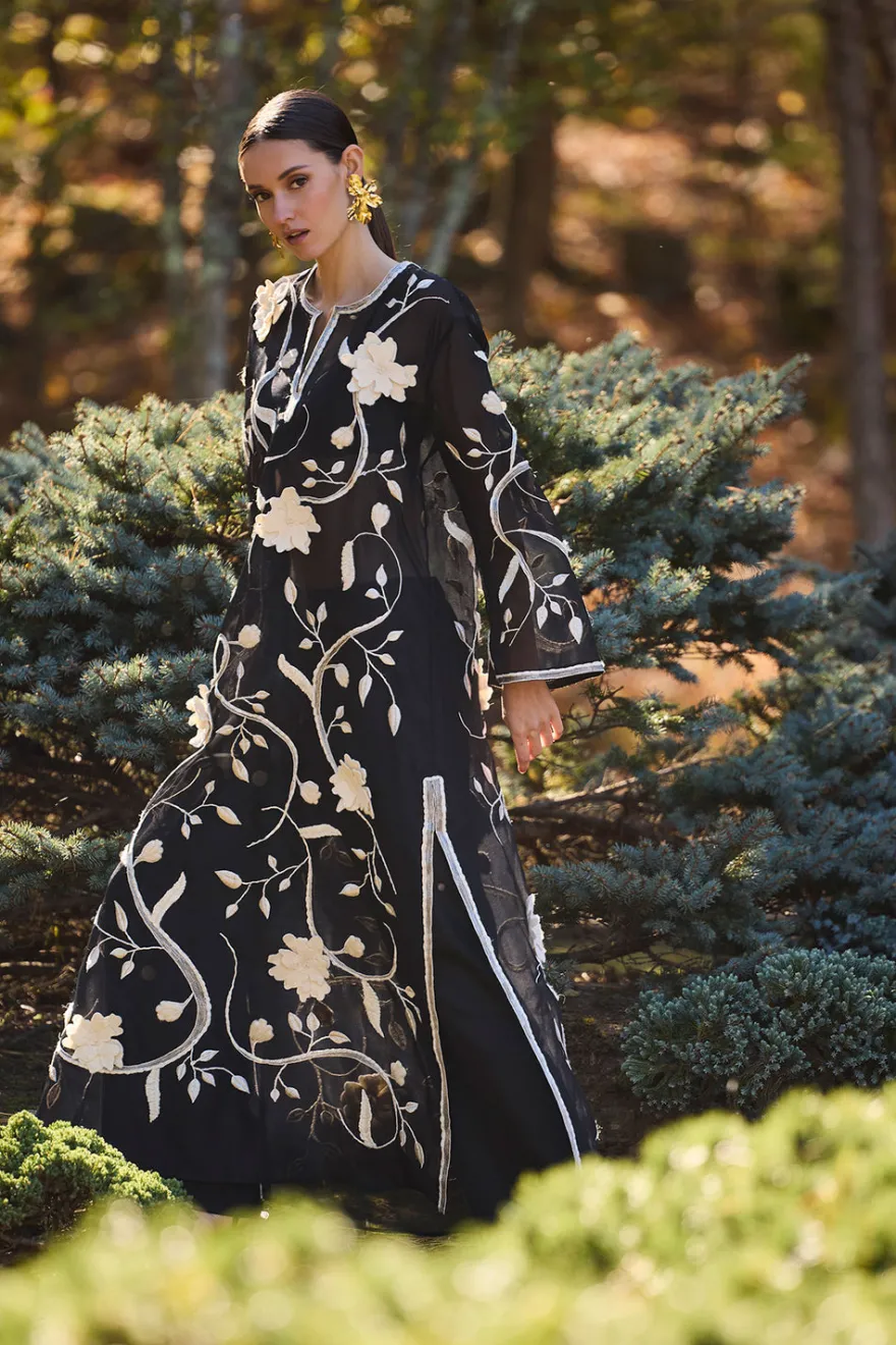 Couture Silk Organza Embellished Caftan