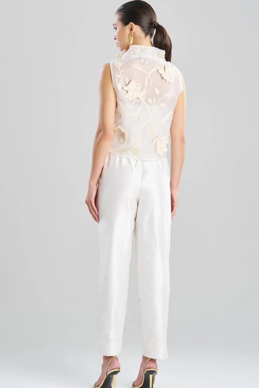Couture Silk Organza Embellished Funnel Neck Top