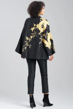 Couture Silk Taffeta Embroidered Dragon Coat