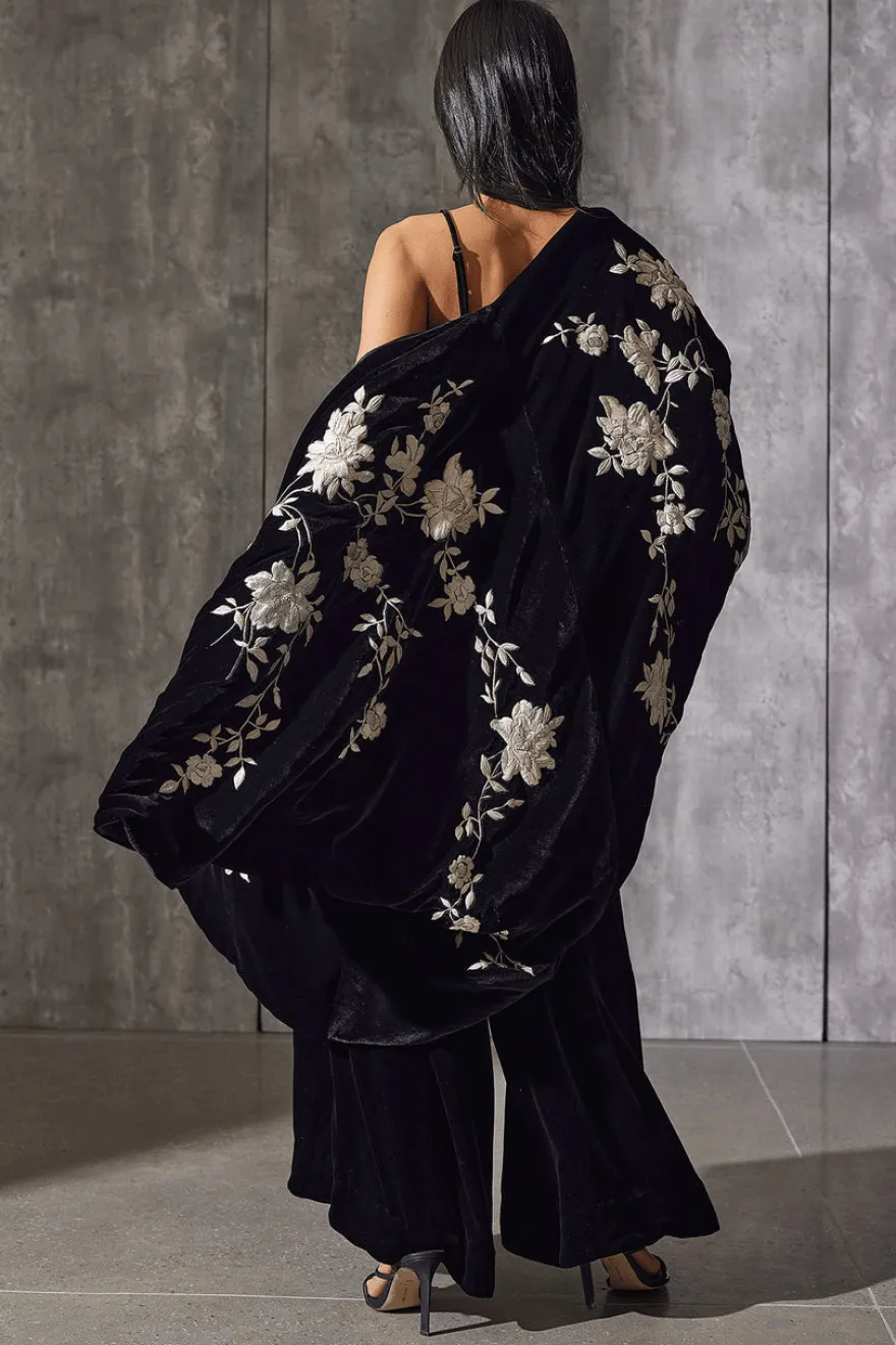 Couture Velvet Silk Embroidered Coat