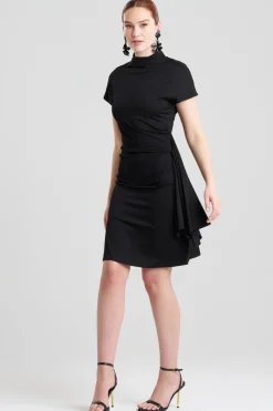 Crepe Knit Cascade Dress