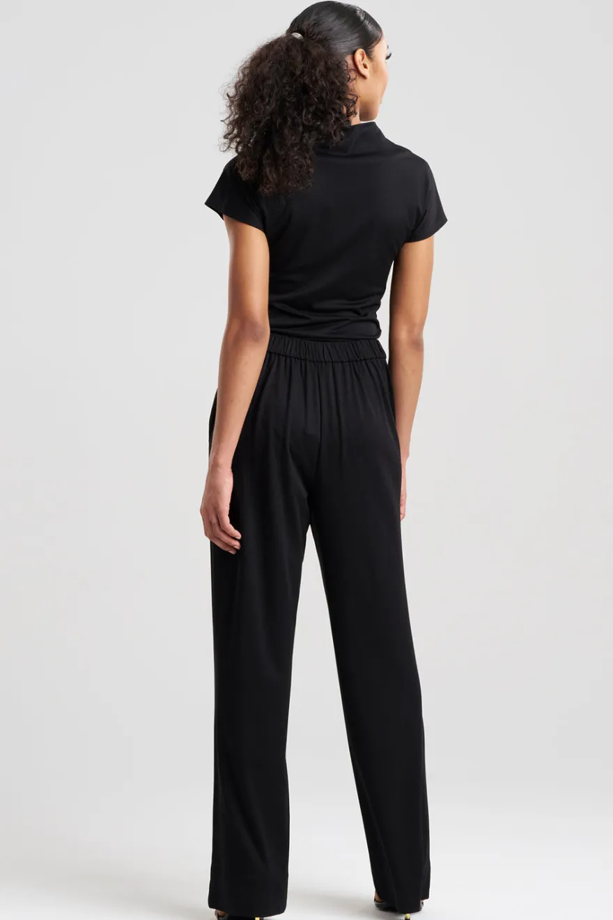 Crepe Knit Wide Pull On Pants