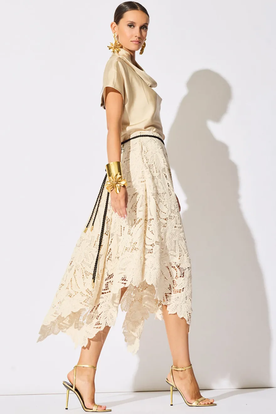 Crochet Lace Cotton Handkerchief Hem Skirt