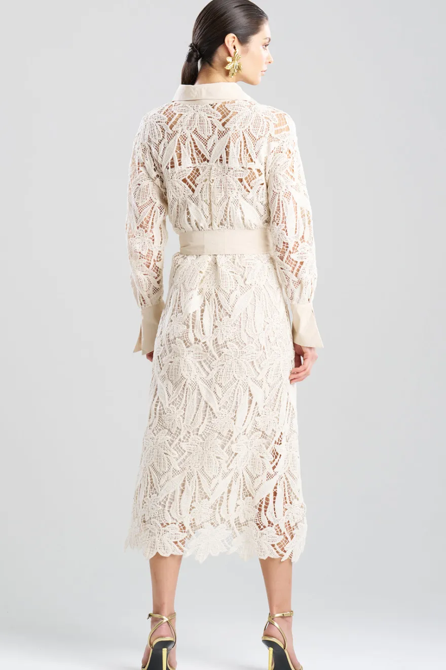 Crochet Lace Cotton Oversized Button Down Shirtdress
