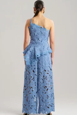 Cutout Leaf Lace Asymmetric Halter Top