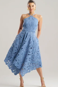 Cutout Leaf Lace Halter Dress