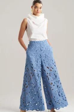 Cutout Leaf Lace Pull On Palazzo Pants
