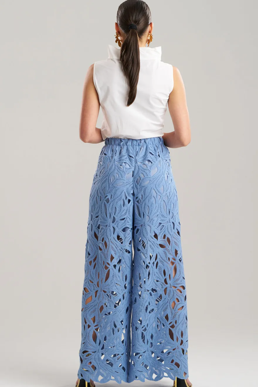 Cutout Leaf Lace Pull On Palazzo Pants