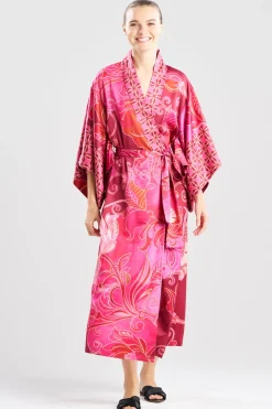 Deco Printed Charmeuse Kimono Robe