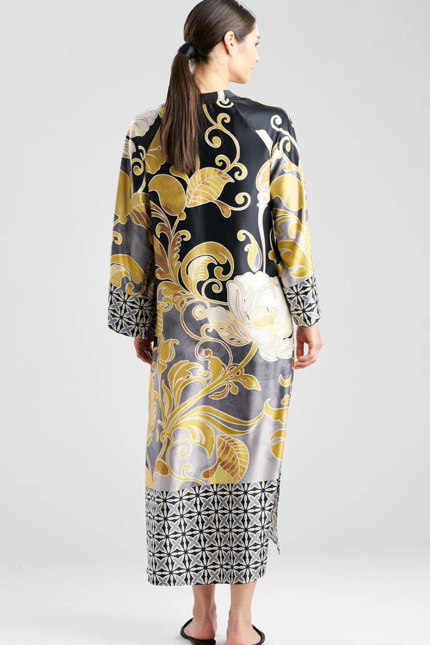 Deco Printed Charmeuse Zip Caftan