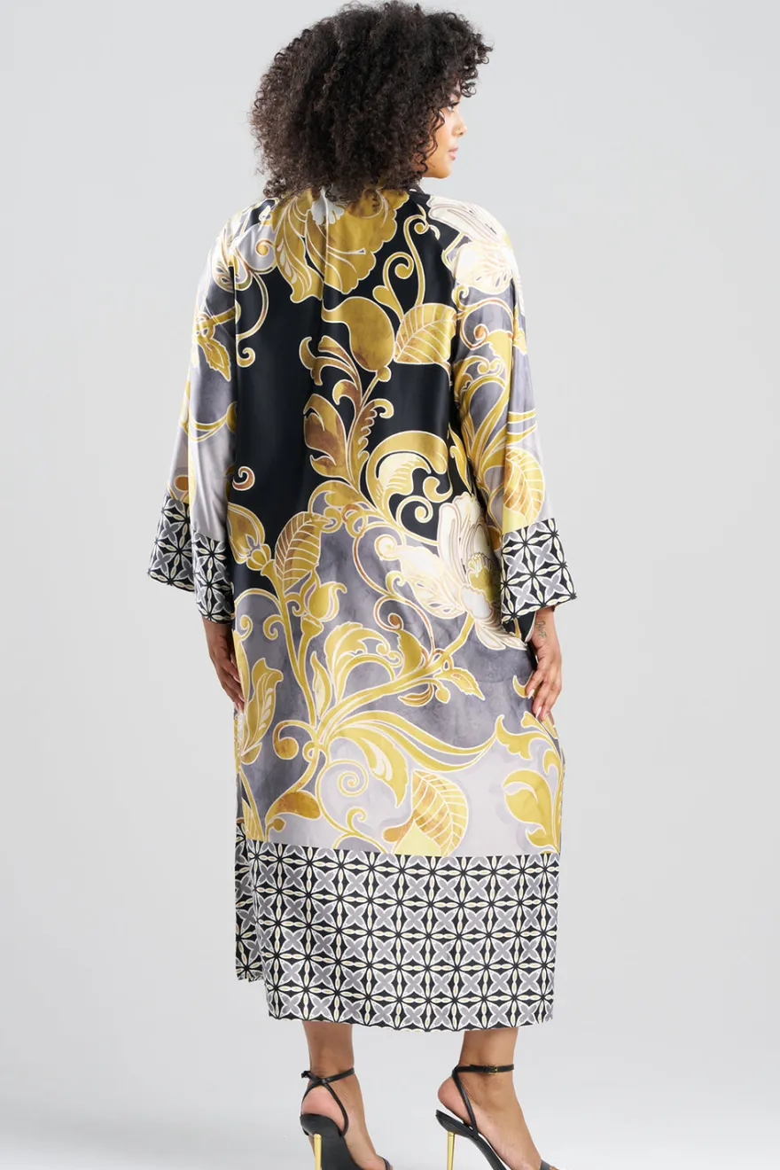 Deco Printed Charmeuse Zip Caftan