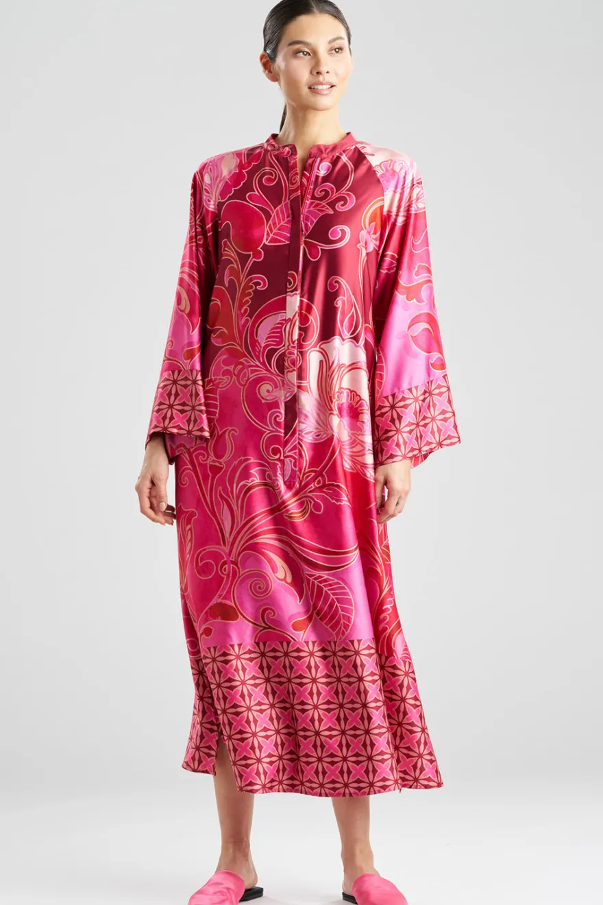 Deco Printed Charmeuse Zip Caftan
