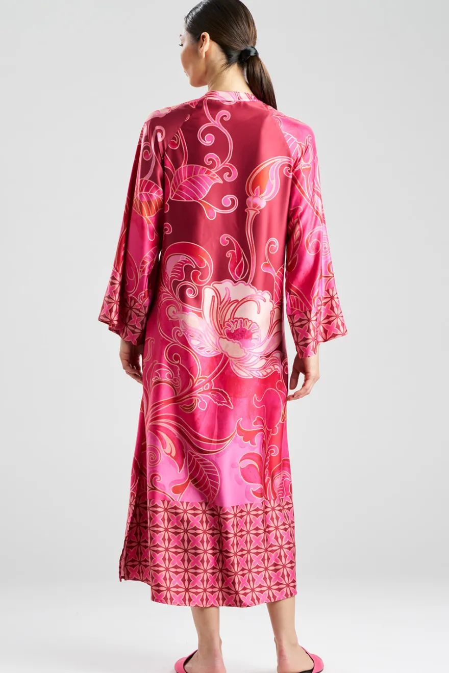 Deco Printed Charmeuse Zip Caftan