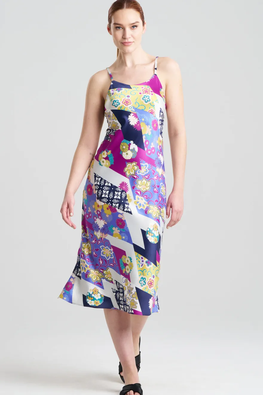 Deco Satin Scoop Neck Slip Dress