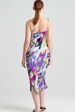 Deco Satin Scoop Neck Slip Dress