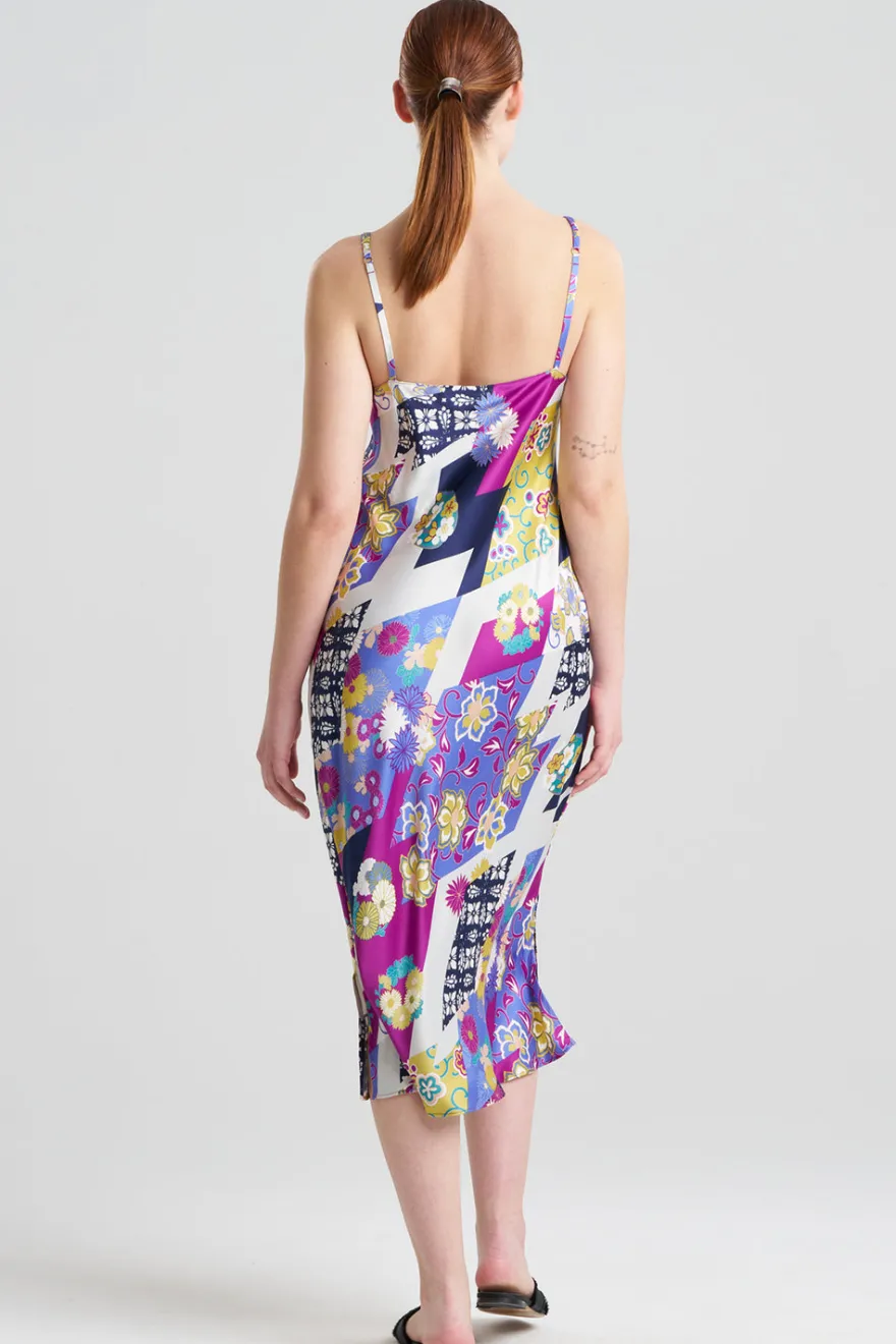 Deco Satin Scoop Neck Slip Dress