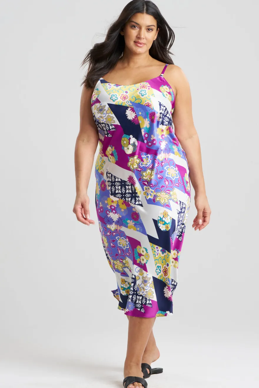 Deco Satin Scoop Neck Slip Dress
