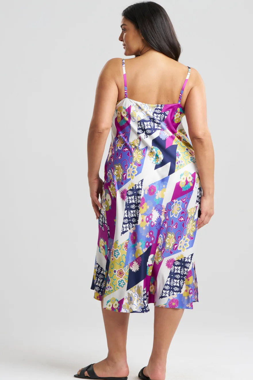 Deco Satin Scoop Neck Slip Dress