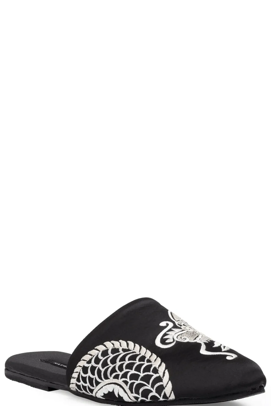 Dragon Embroidered Luxe Charmeuse Slide