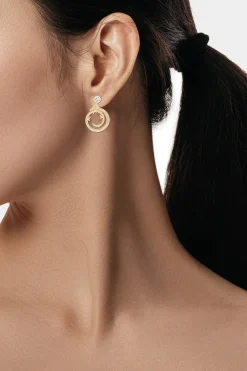 Dragon 14k Yellow Gold Ear Danglers With Diamond