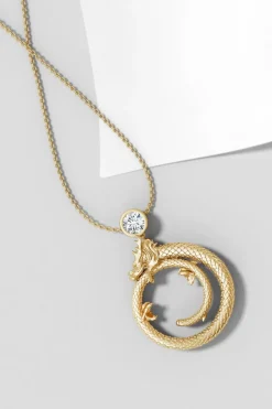 Dragon 14k Yellow Gold Slider Pendant With Diamond