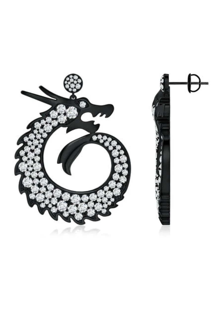 Dragon Lab-Grown Diamond Silver Drop Earrings