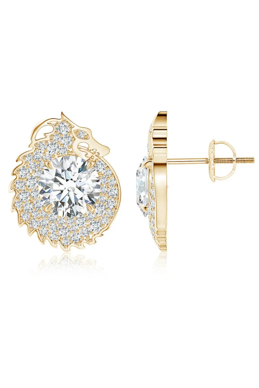 Dragon Lab-Grown 14K Gold Round Diamond Earrings