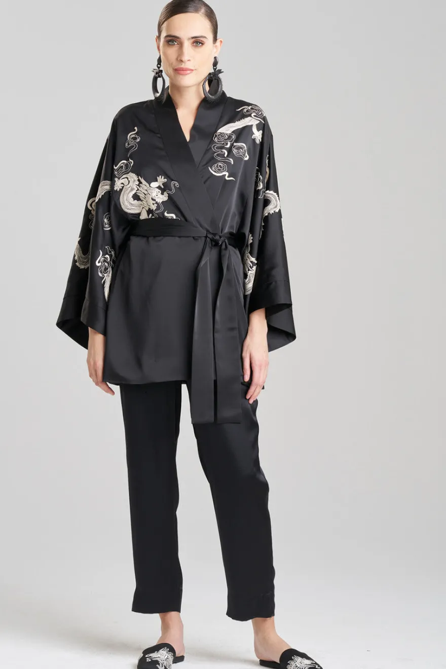 Dragon Luxe Charmeuse Embroidered Unisex Kimono