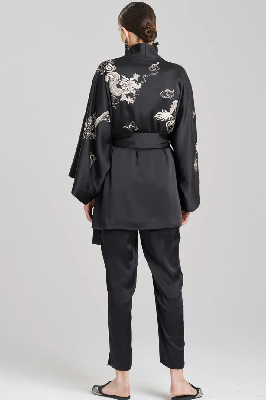 Dragon Luxe Charmeuse Embroidered Unisex Kimono