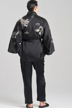 Dragon Luxe Charmeuse Embroidered Unisex Kimono