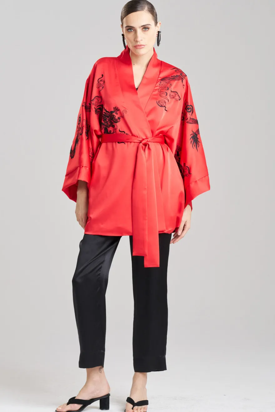 Dragon Luxe Charmeuse Embroidered Unisex Kimono