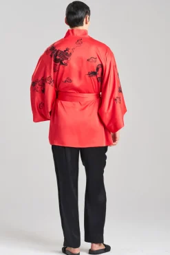 Dragon Luxe Charmeuse Embroidered Unisex Kimono