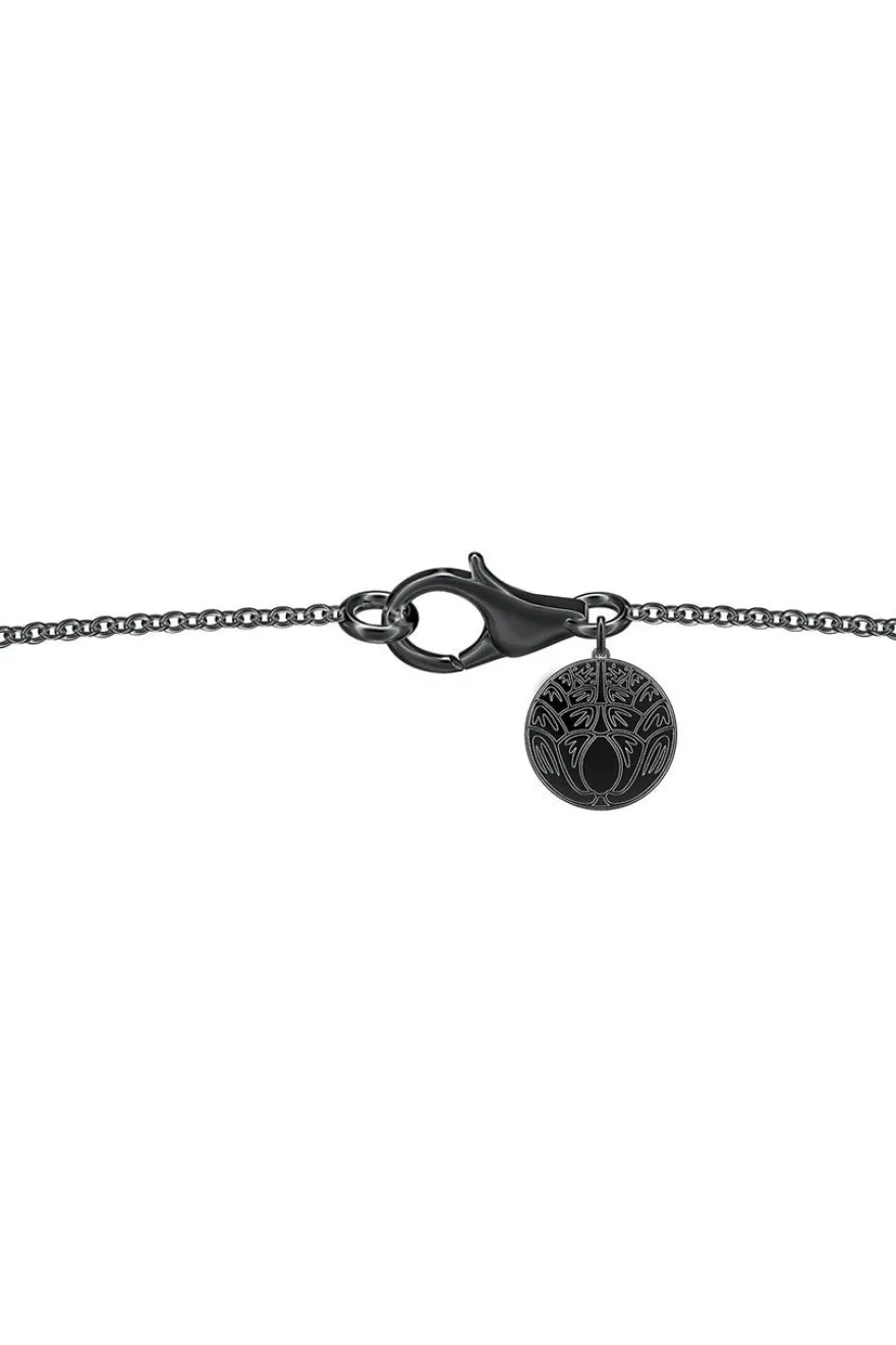 Dragon Midnight Silver & White Topaz Slider Pendant Necklace