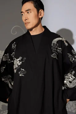 Dragon Techno Poplin Embroidered Unisex Kimono