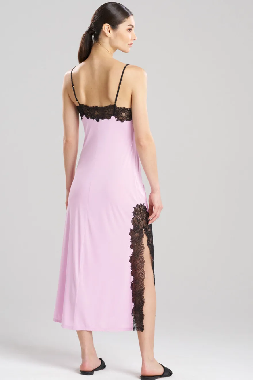 Enchant Lace Slit Slip Dress