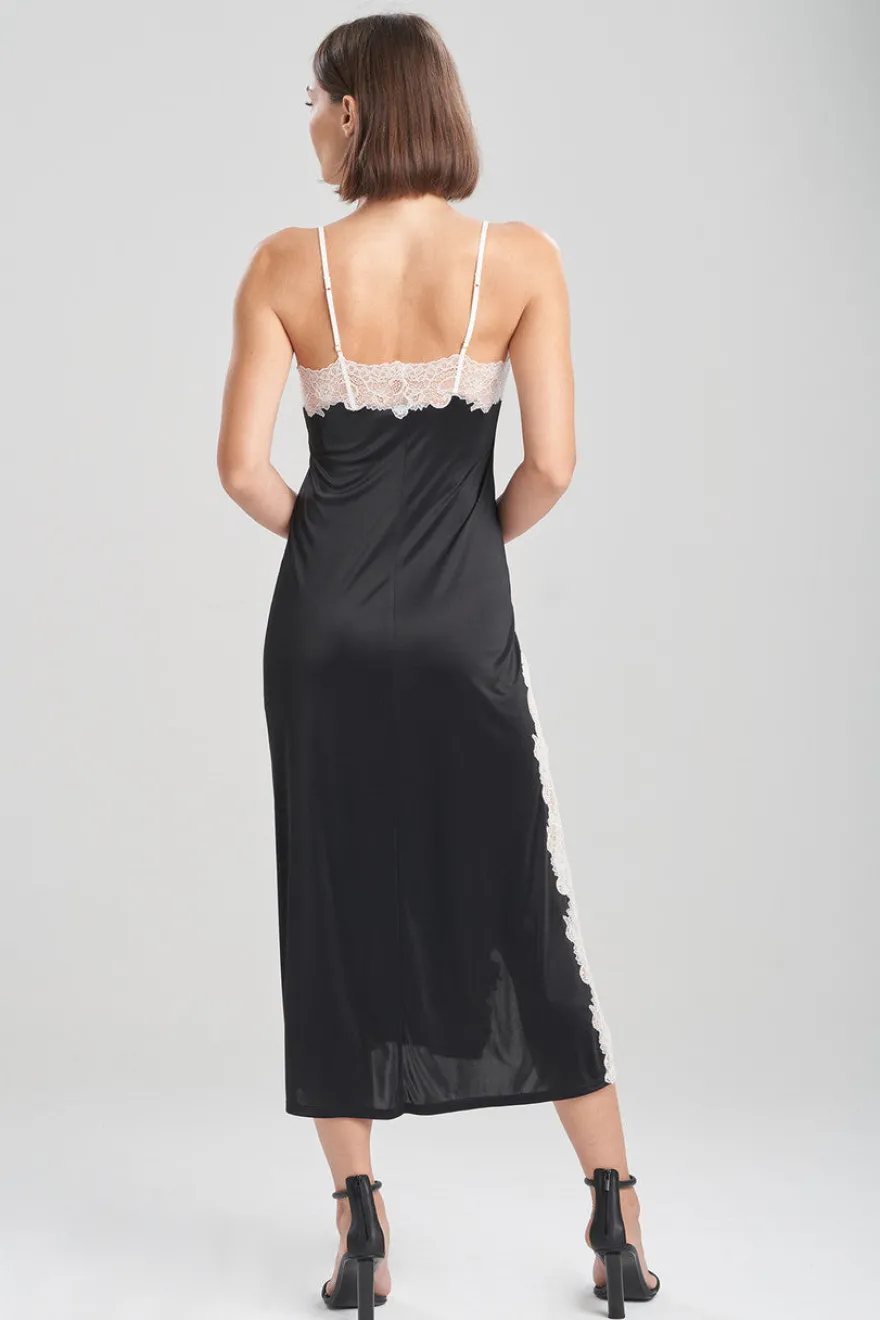 Enchant Lace Slit Slip Dress
