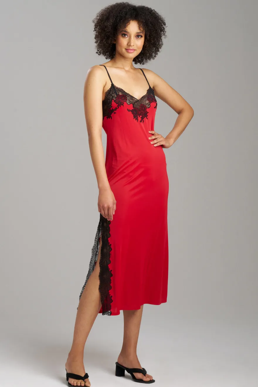 Enchant Lace Slit Slip Dress