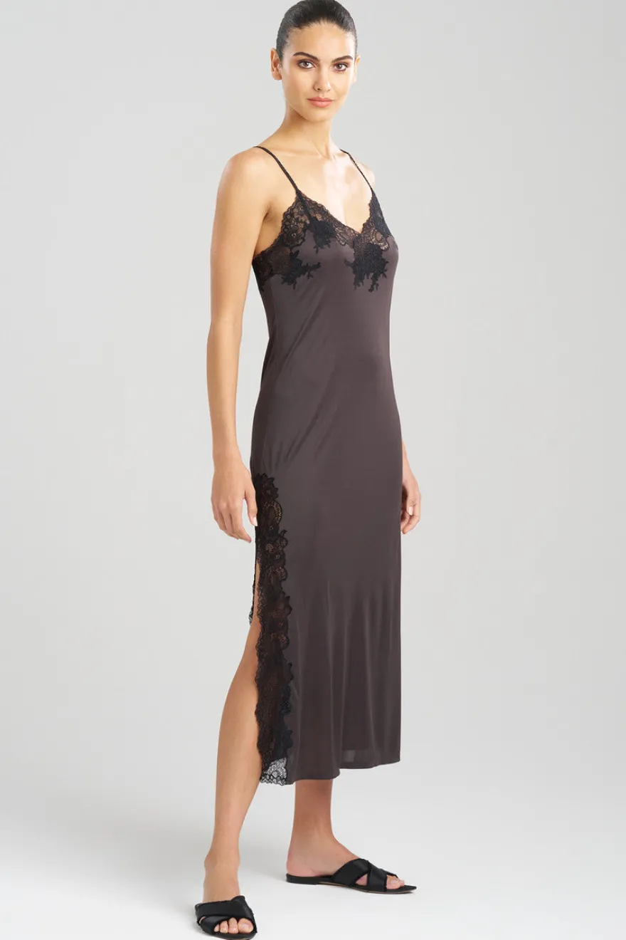 Enchant Lace Slit Slip Dress