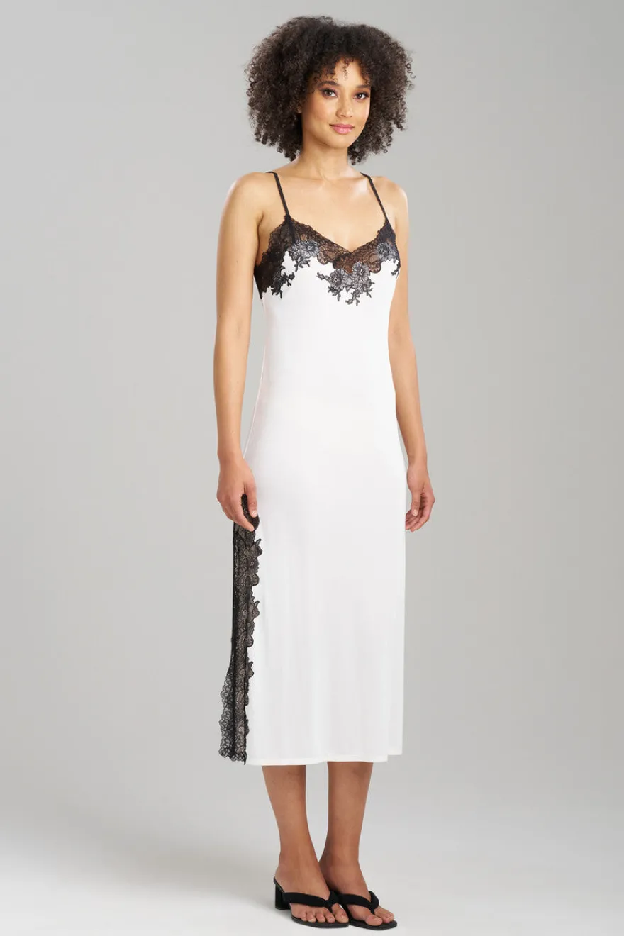 Enchant Lace Slit Slip Dress