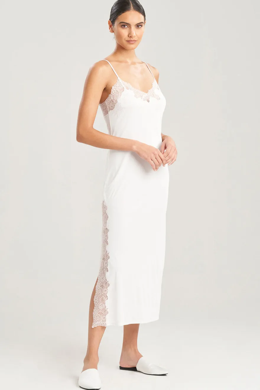 Enchant Lace Slit Slip Dress