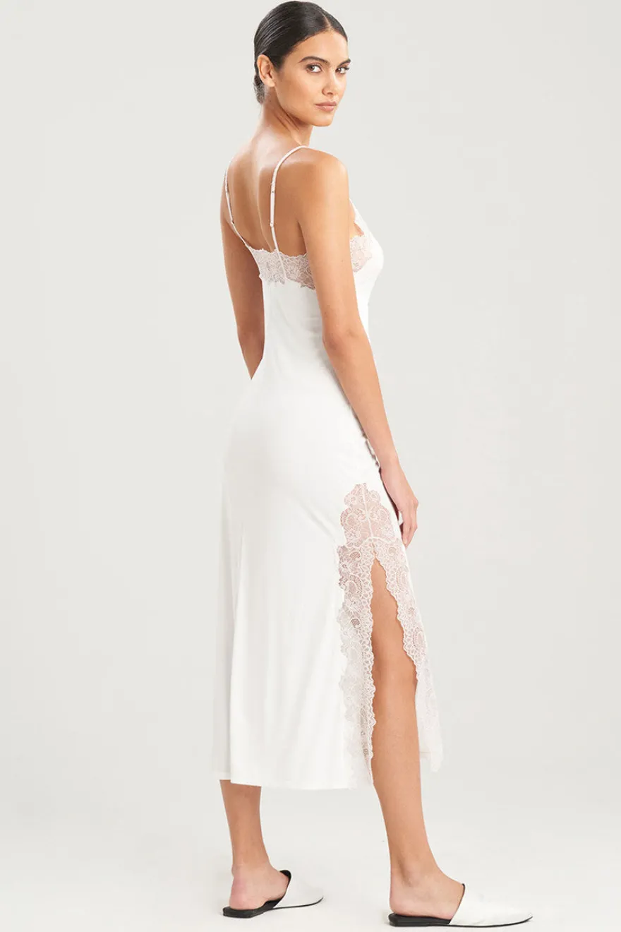 Enchant Lace Slit Slip Dress