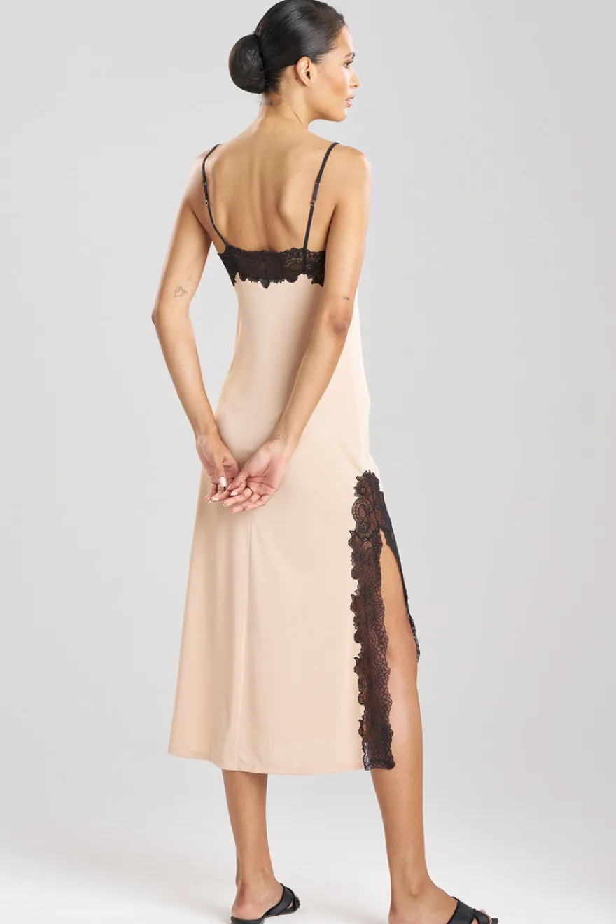 Enchant Lace Slit Slip Dress