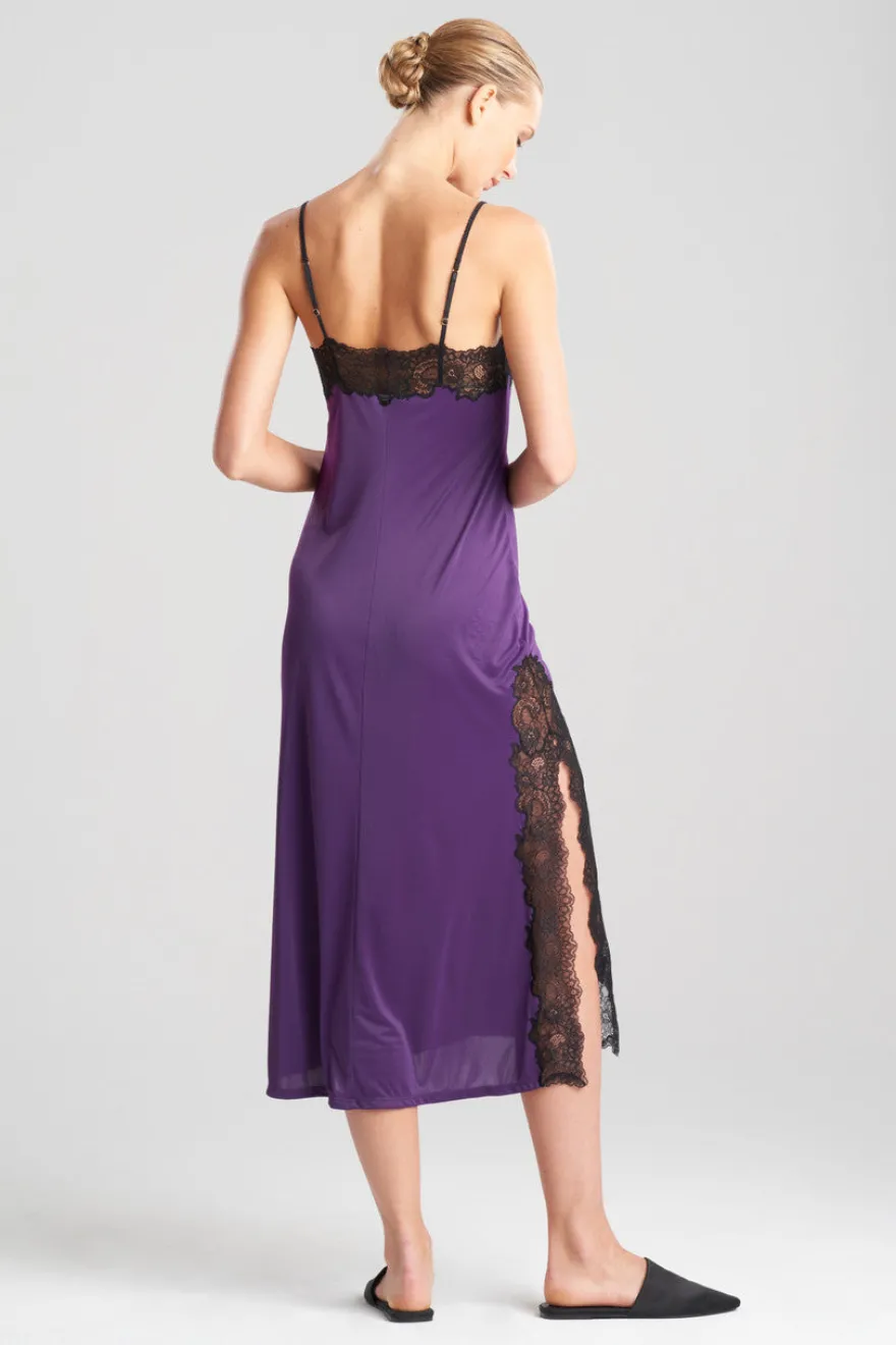 Enchant Lace Slit Slip Dress