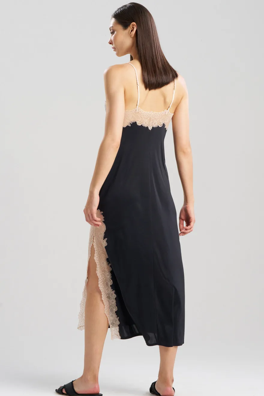 Enchant Lace Slit Slip Dress