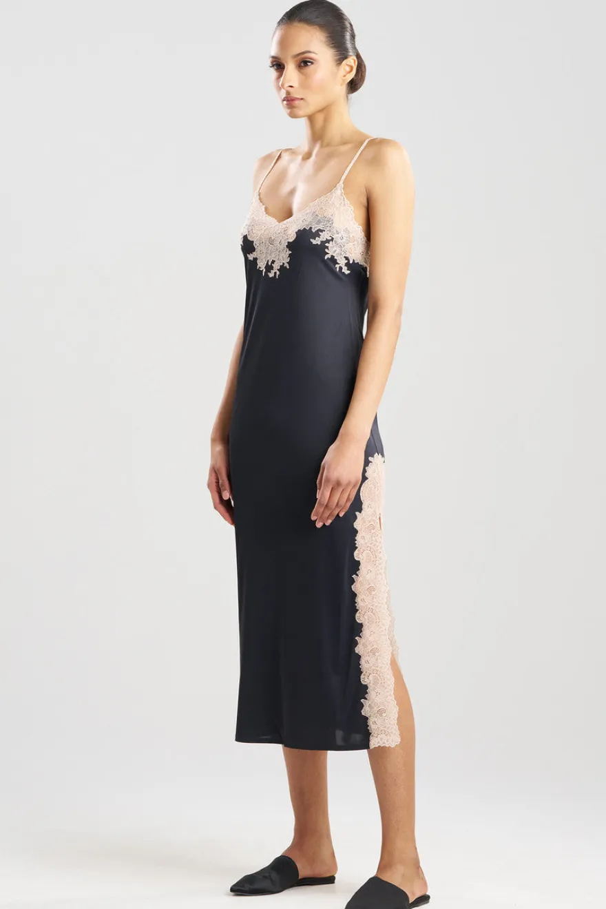 Enchant Lace Slit Slip Dress
