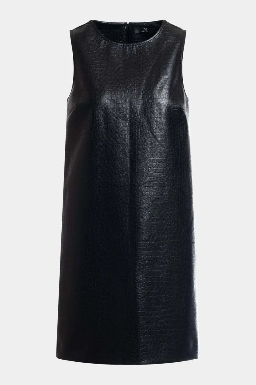 Faux Croc Leather Shift Dress